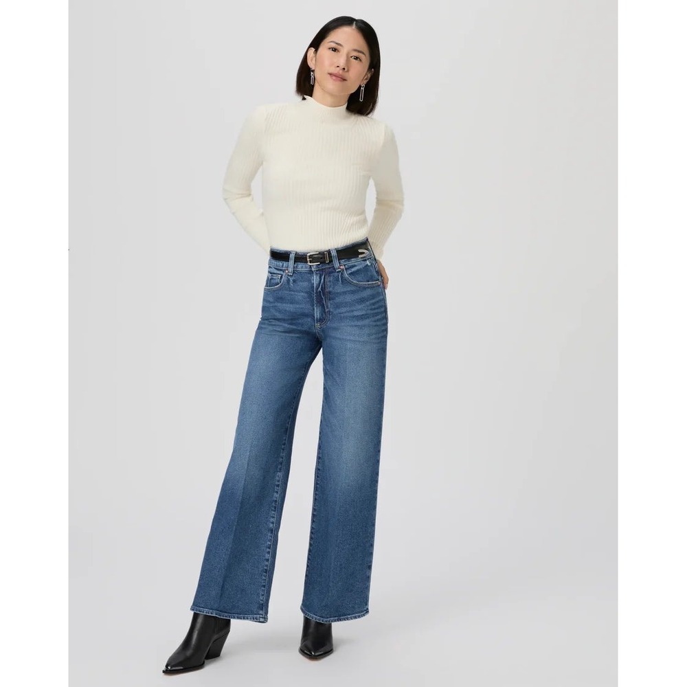 Paige Sasha‎ Petite Wide Leg High Rise Jeans Modernism Blue 1C91L53-8386 Sz 33
